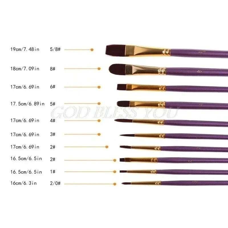 

10Pcs Professional Paint Brushes Watercolor Paint Pointed Tip Hair Painting Set Art Supplies The Variety is Complete