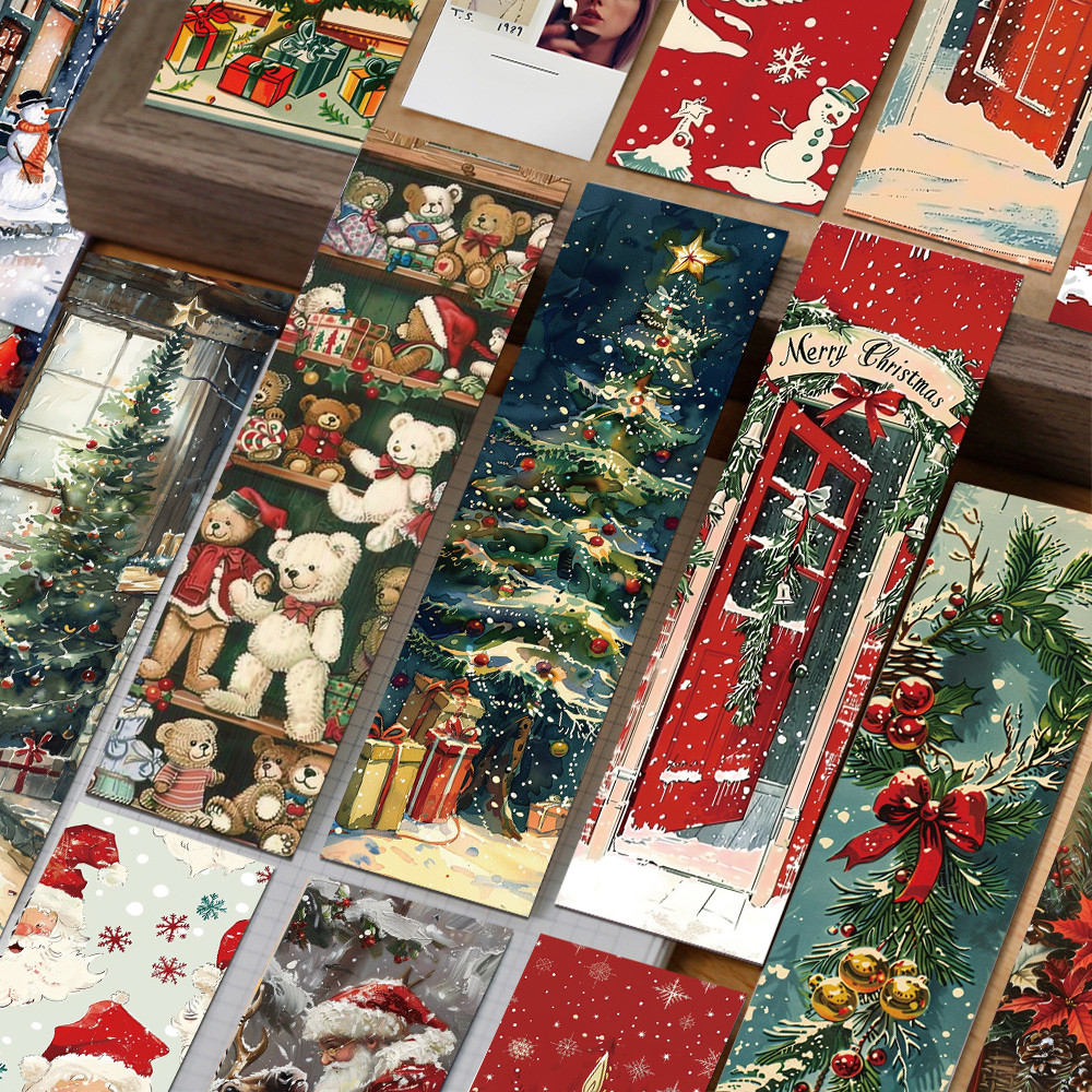 

30pcs Retro Christmas Bookmarks Reading Pages Books Marking Cartoon Christmas Decorations DIY Bookmarks Students Creative Gifts