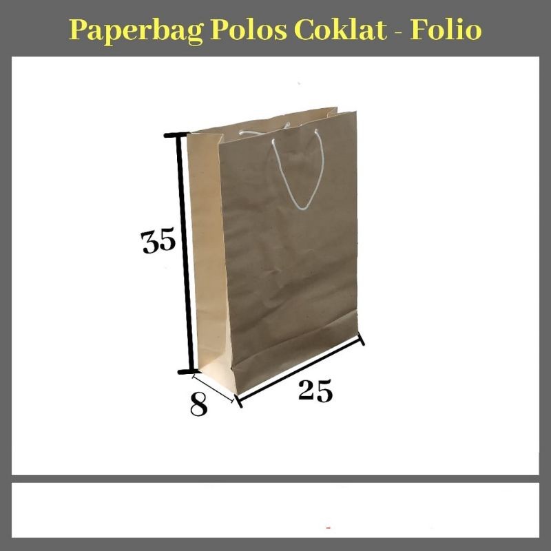 

Paper bag/Tas Kertas Coklat Polos Folio ( 1pak/12pcs )