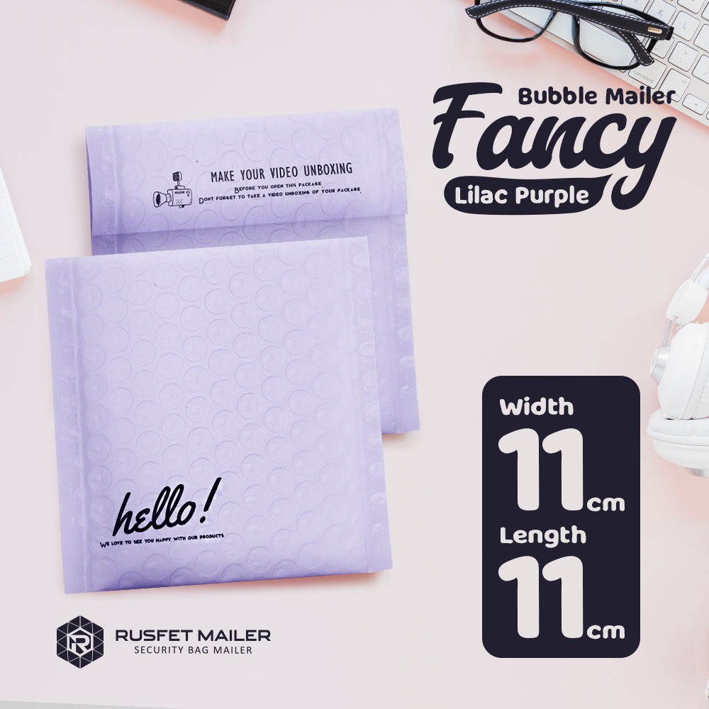 Amplop Bubble Mailer Rusfet Lilac Purple 11x11 Envelope Packing Olshop -