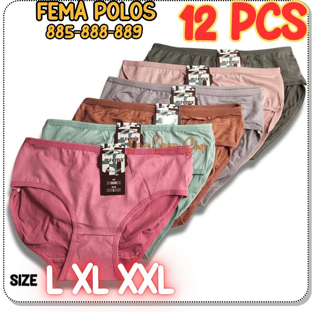 12 PCS CD FEMA 885 888 889 CELANA DALAM MAXI CEWEK WANITA FEMA POLOS REMAJA DEWASA MOTIF POLOS KATUN