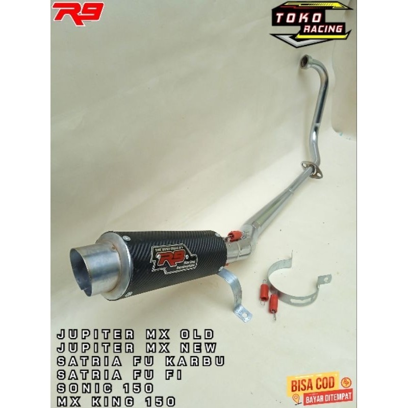 KNALPOT RACING R9 CARBON ALL TYPE JUPITER MX OLD,JUPITER MX NEW,SATRIA F,SONIC 150,MX KING 150.