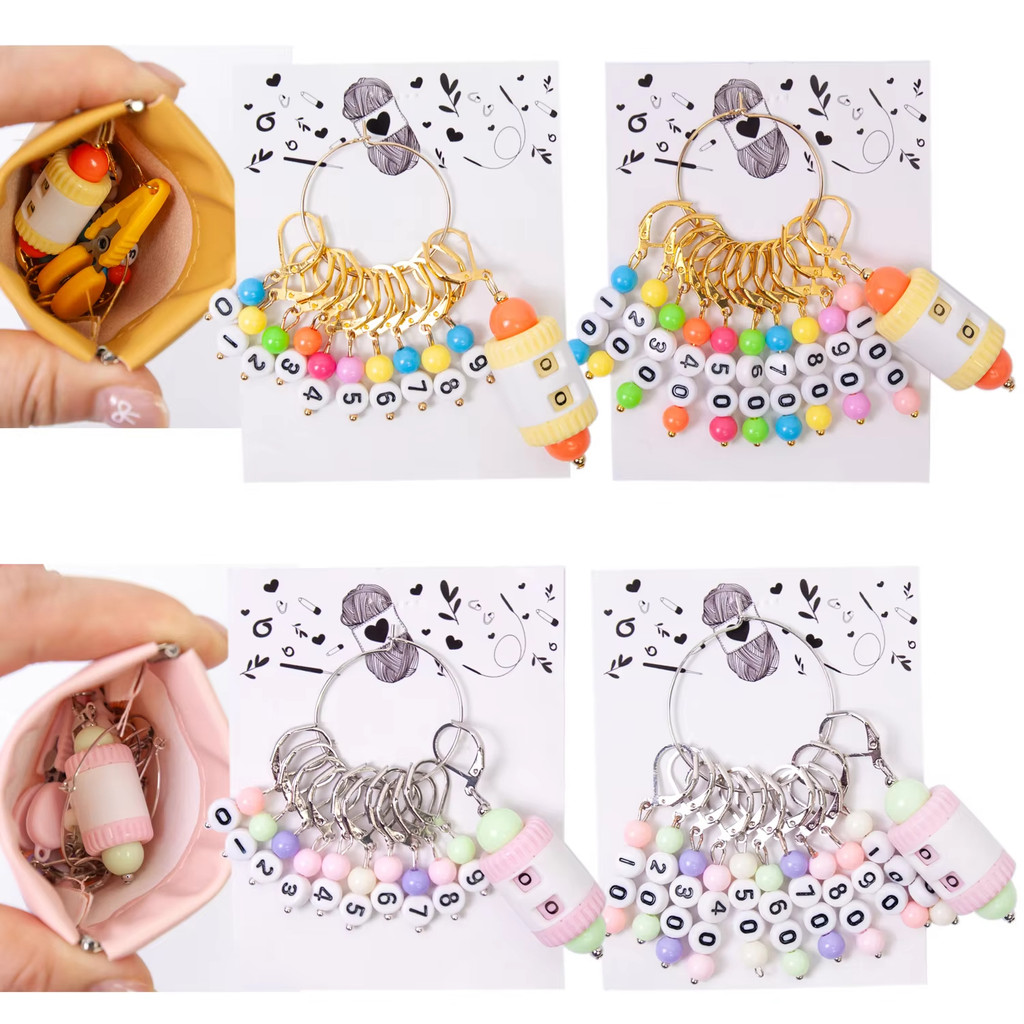 

10pcs/set Number Stitch Markers Lettered Pins with Dual-Tone Storage Pouch Crochet Stitch Marker for DIY Craft Marker Knitting