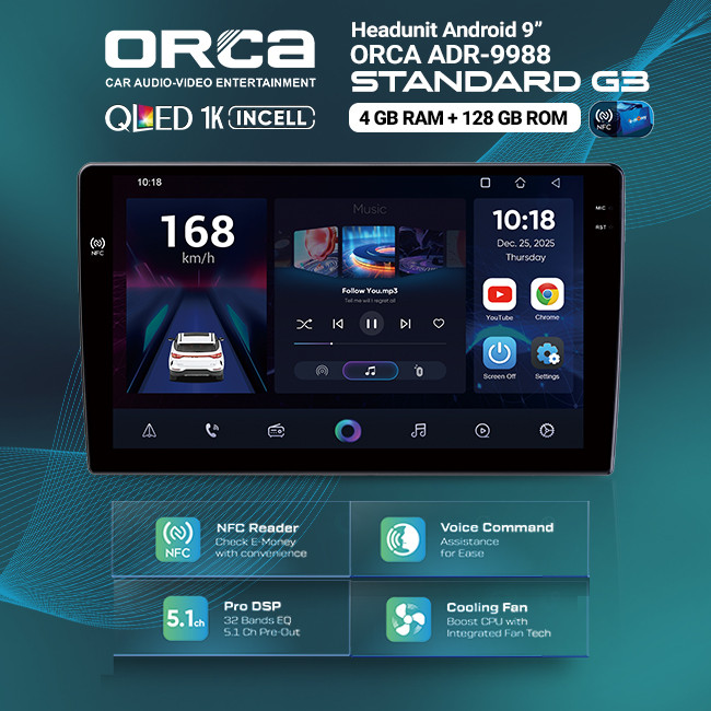 Head Unit TV Android 9" inch Universal ORCA ADR-9988