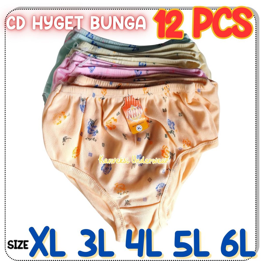 Grosir 12 pcs / CD Wanita Motif Bunga Hyget Haid / Nifas