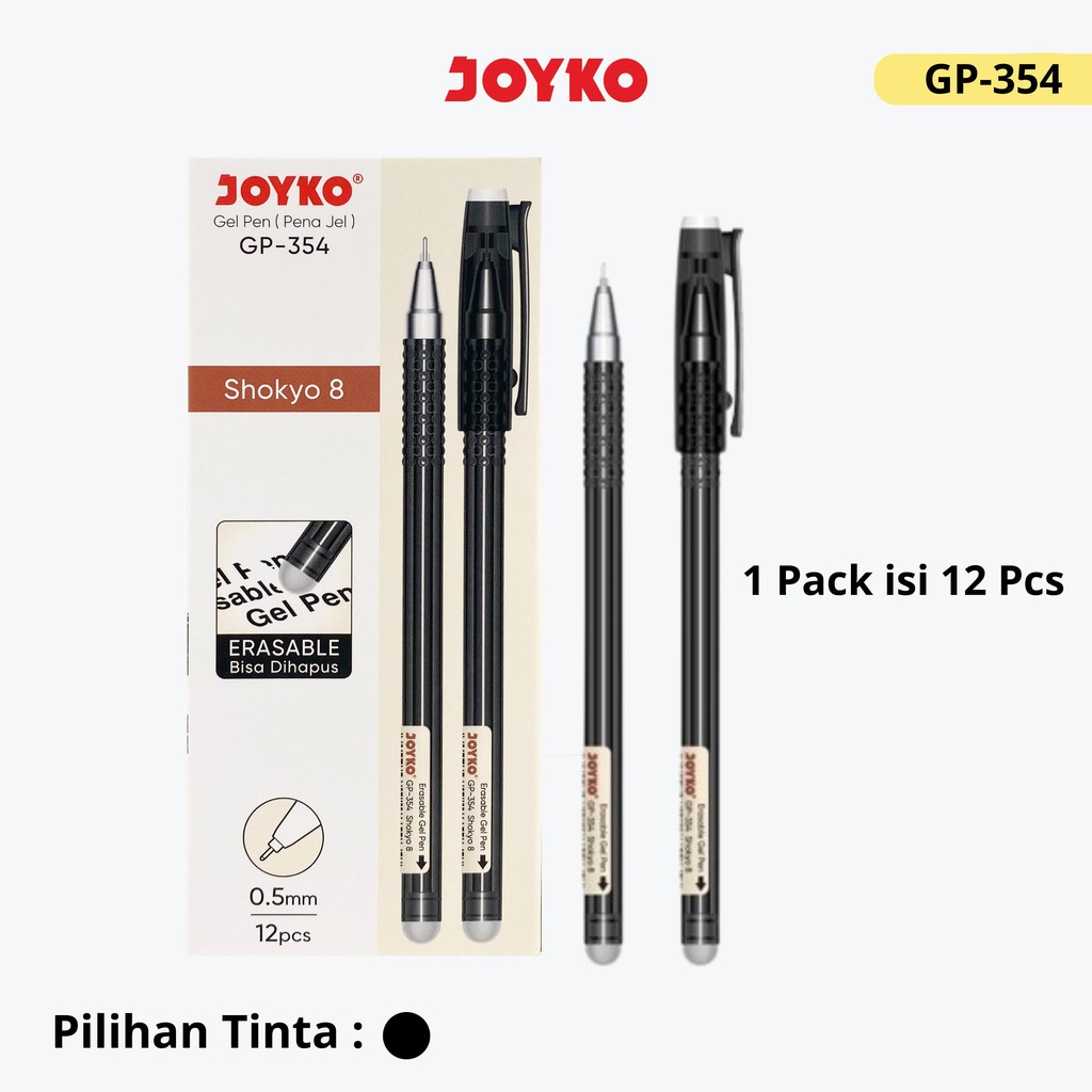 

JOYKO Erasable Pen Pulpen Gel Bisa Dihapus 1 Pack GP-354 0.5mm Isi 12 Pcs