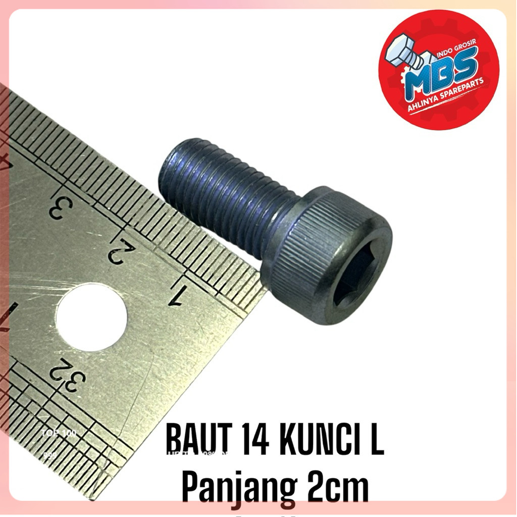 TERLARIS BAUT 14 KUNCI L PANJANG 2cm m10x20 ORIGINAL