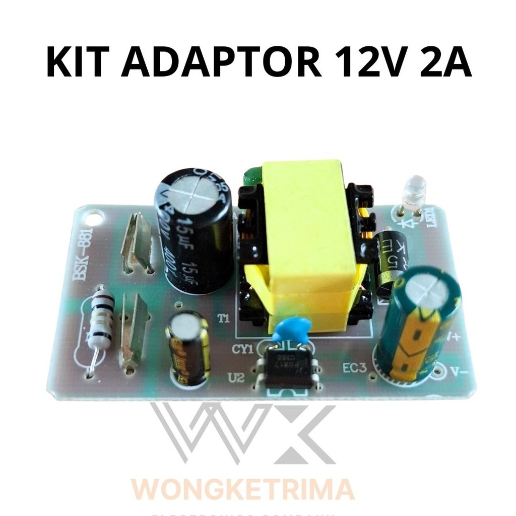 KIT PSU / SMPS / ADAPTOR 12V 2A – Input AC 220V + LED Indikator