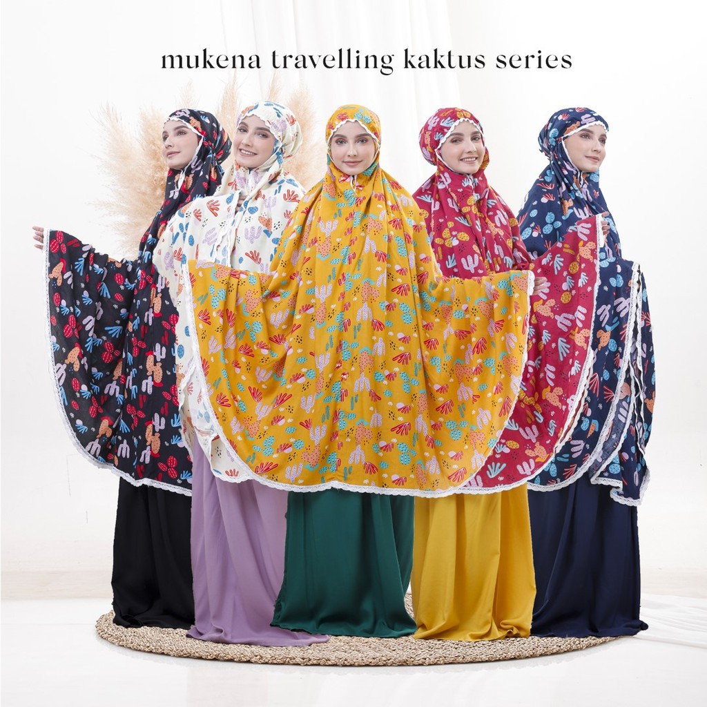 mukena katun rayon premium Mukena Dewasa Traveling Kaktus mukena traveling mini