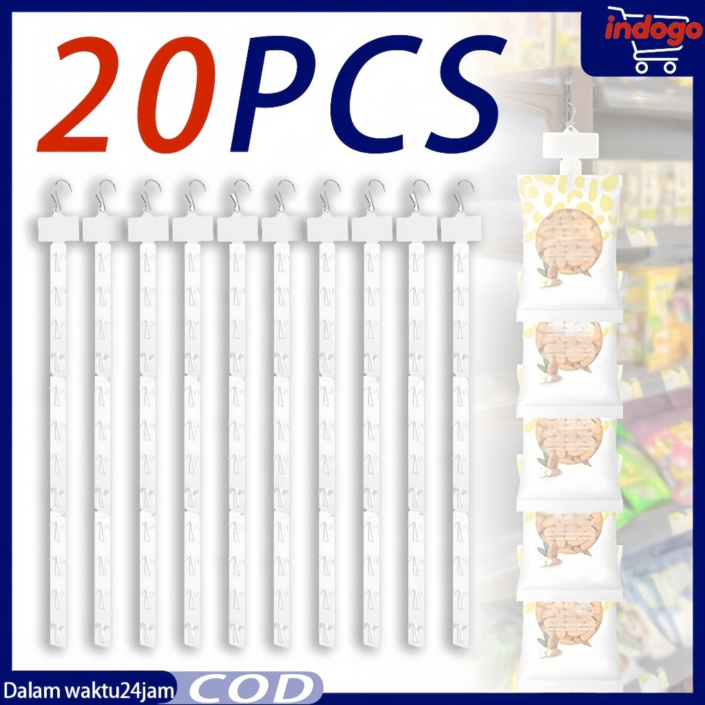 20pcs Clip Strip Display Makanan 62cm Strip Klip Produk Supermarket Snack Hanging Strip