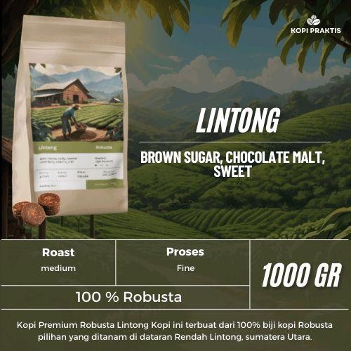 

ROASTED BEANS ROBUSTA LINTONG 1000 GR | 1 KG | BIJI KOPI SANGRAI | Coffee - GILING HALUS