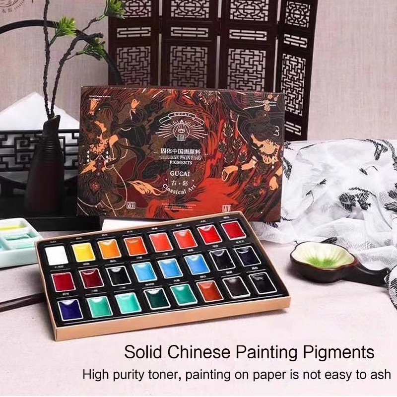 

Chinese Painting Pigments 12/24 Color Classical Art Solid Pigments Portable Traditional Chinese Painting Drawing Art Supplies
