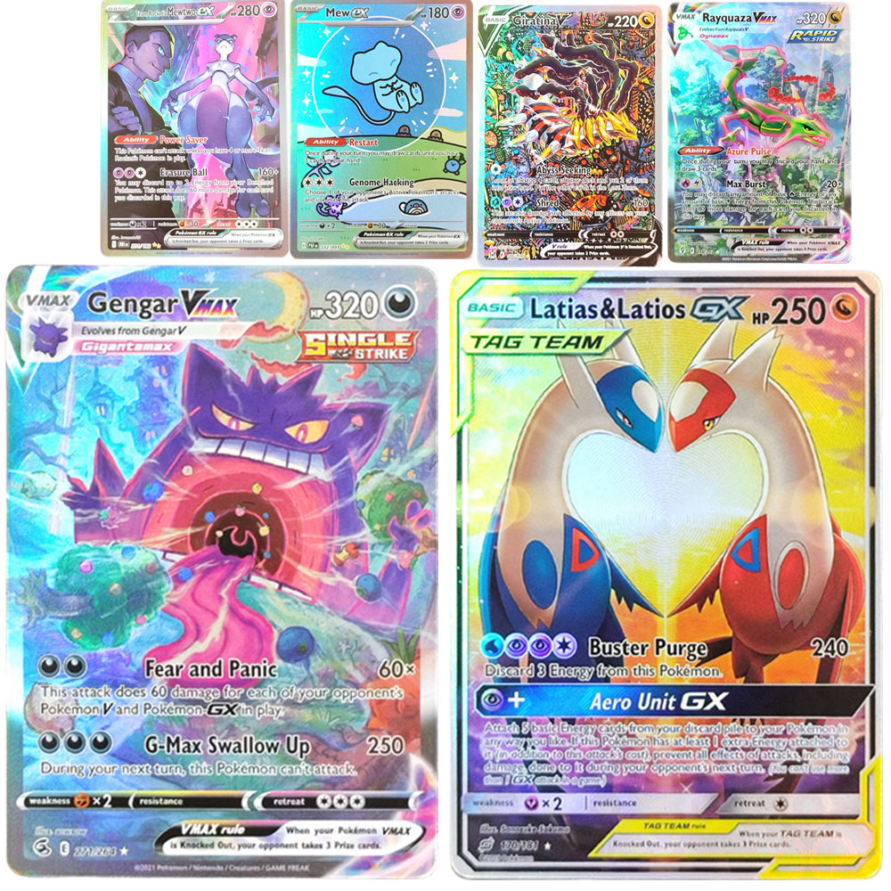 PTCG Foil Proxy English Gengari Rayquaza Vmax Giratian Lugia V Mew Latias Latios EX Collectibles Tra