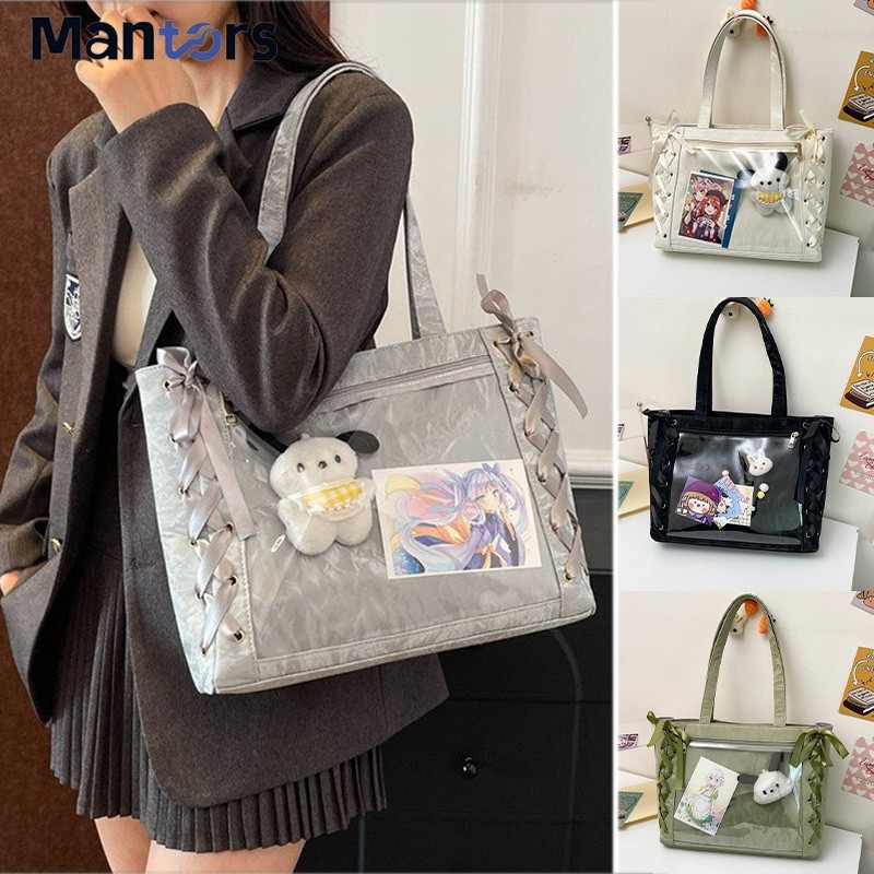 Itabag Tas Kuliah Tas Anime Transparan Tas Selempang Bahu PU Jepang Tas Slempang Untuk Badges