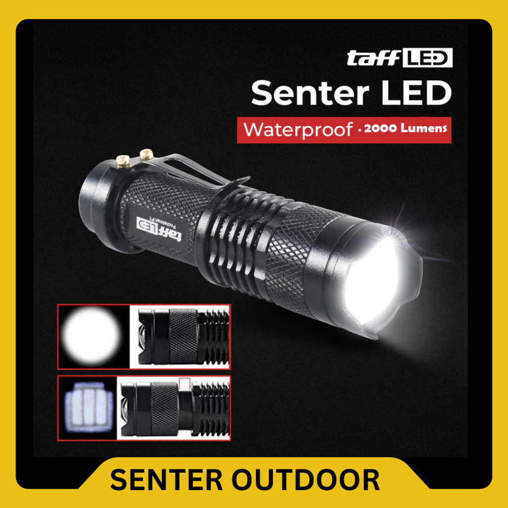 TaffLED Senter LED 2000 Lumens Zoom Waterproof Senter Outdoor Gunung Sepeda