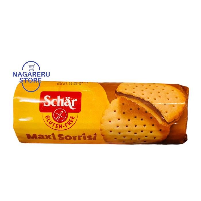 

Schar maxi sorrisi gluten free (biskuit lapis dengan krim coklat) 250gr