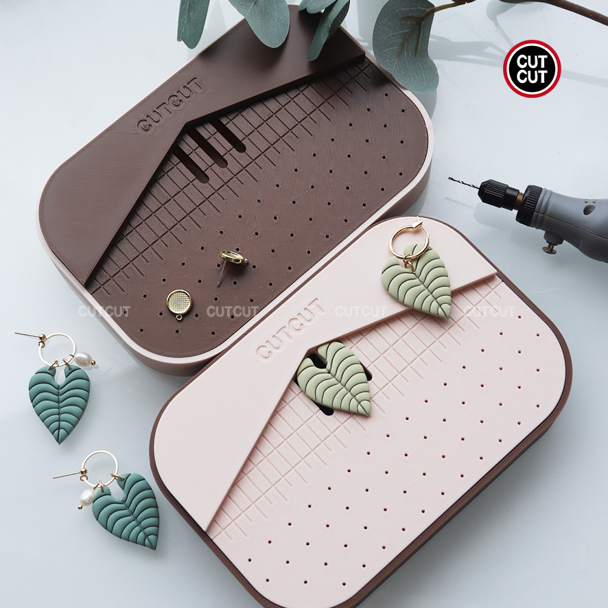 

Cutcut | Precision Earring Drill Guide with Dust Collector Box for Polymer Clay Earrings | Polymer Clay Tool