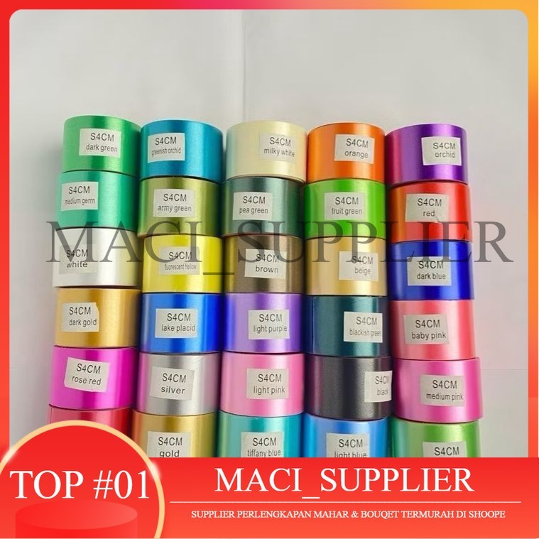 

MACISUPPLIER Pita Kado Plastik POLOS 4cm Pita Jepang Kertas 14 Meter Dekorasi Pita Satin 4cm Jepang 14 Meter Dekorasi