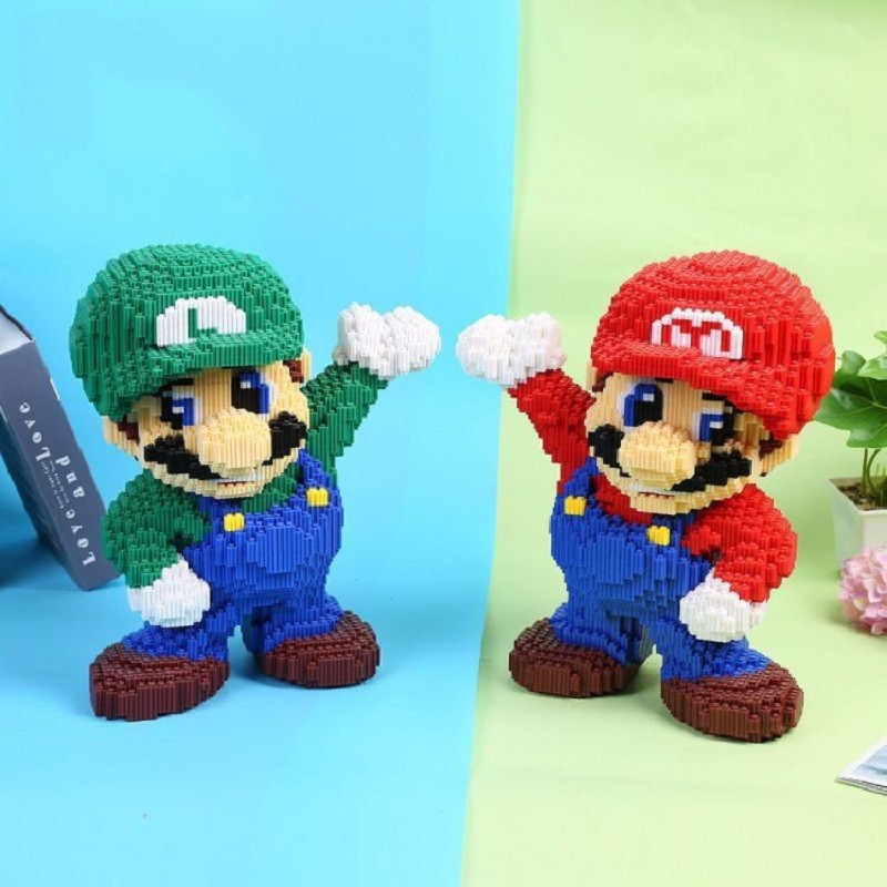 

35cm Super Marios Bros Big Building Blocks Anime Figure Cartoons Model Gient Super Mario Blocks Ornaments Children Gifts
