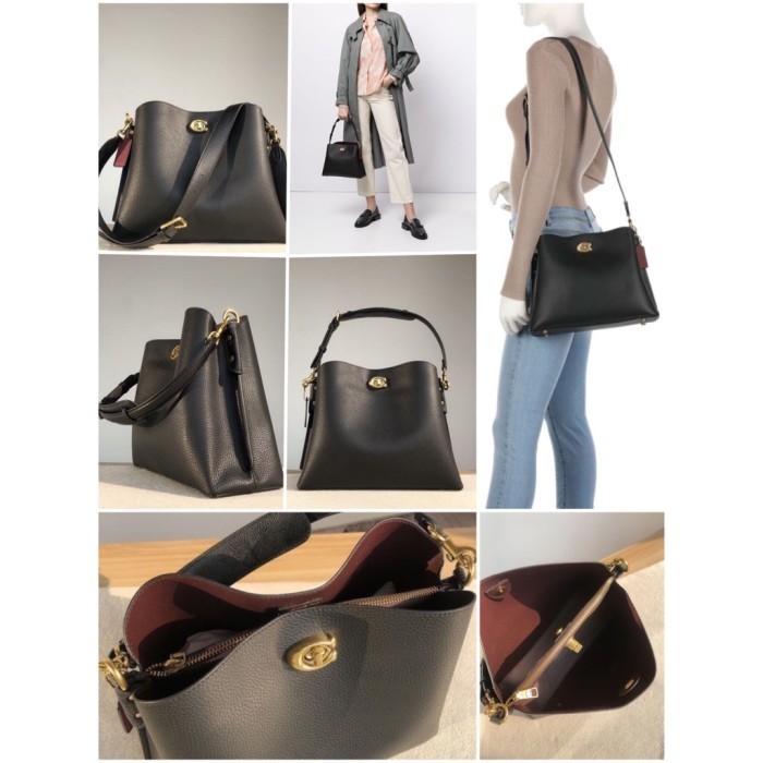 [S3TYA_SHOP] [ORIGINAL] COACH Willow Bucket Bag Large Tas Coach Original Coach Bag - Hitam