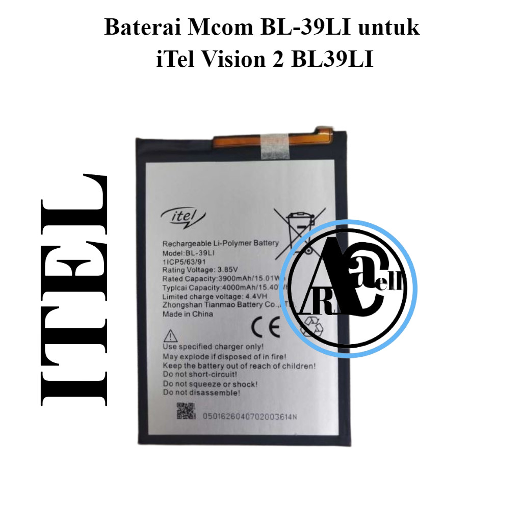 Baterai Mcom BL-39LI untuk iTel Vision 2 BL39LI Original