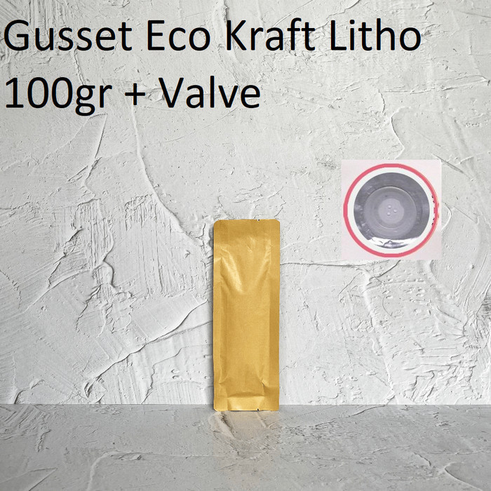 

Kemasan Kopi Gusset Quad Seal 100g + Valve ECOPACK KRAFT LITHO IMPORT - 100 gram