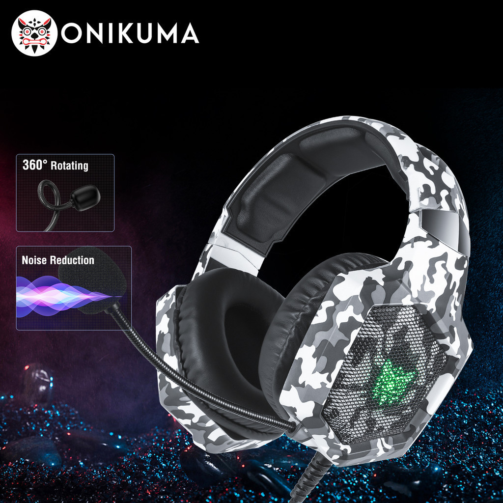 

ONIKUMA Headset Lightweight Fashion Cool Wired Stereo Gaming Headset with Microphone for Tablet Laptop Desktop