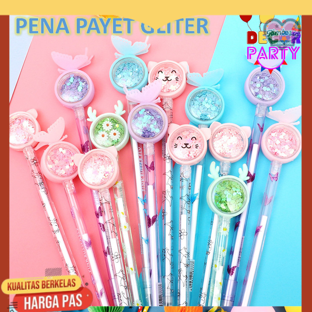 

DP Pena Cute Karakter Kupu-Kupu Payet Gliter Bunny Lucu Black Ink Gel Pulpen Gel Bolpen Gel Pastel Alat Tulis Motif Gliter Perlengkapan Sekolah Kantor