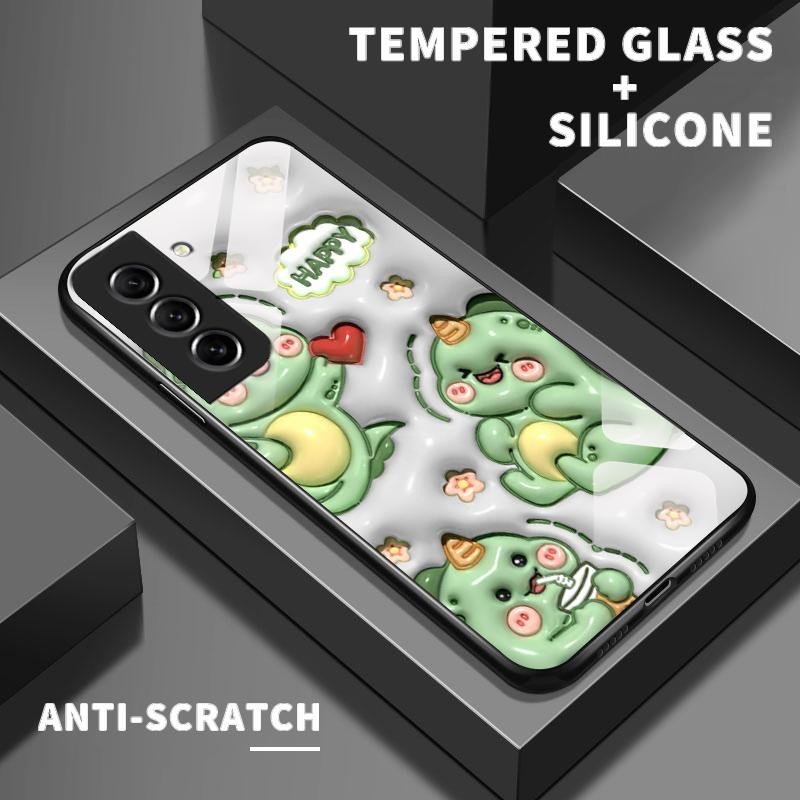 Kaca Glass Case For Samsung S21 FE 5G S21 5G S21 Plus S21 Ultra Soft Case Cute Dinosaurs Dinosaurs S