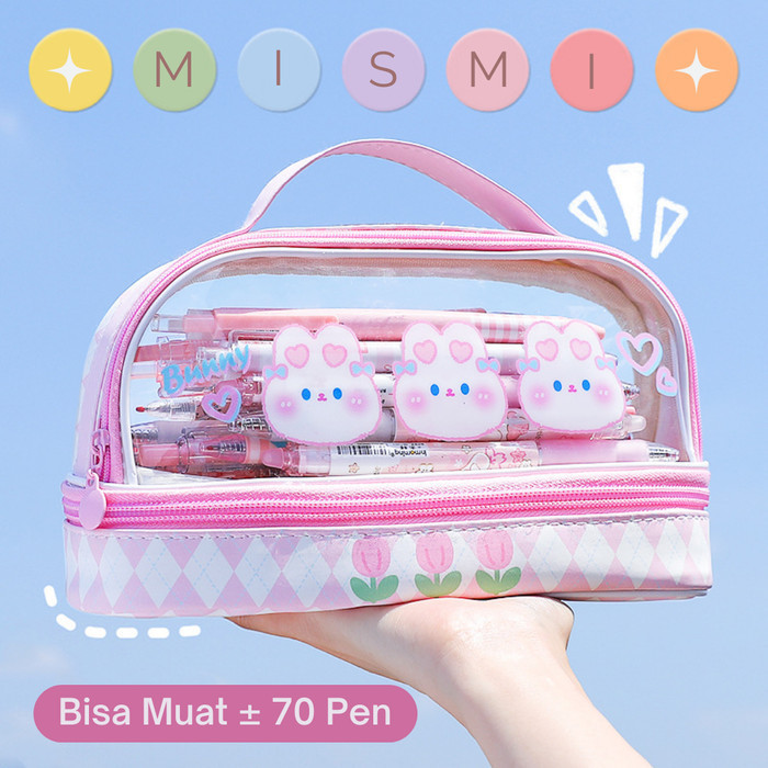 

promo ✨ -Mismi Abail Pencil Case Kotak Pensil Sekolah Besar Dual - PC5A - Kuning