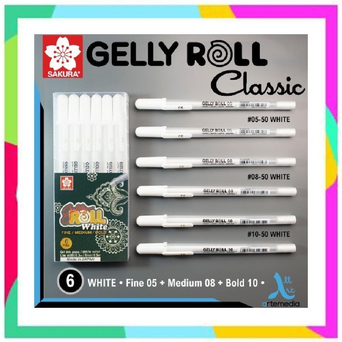 

promo ✨ -SET GELLY ROLL WHITE PEN PULPEN GEL TINTA PUTIH ISI 3 - Set 3 putih
