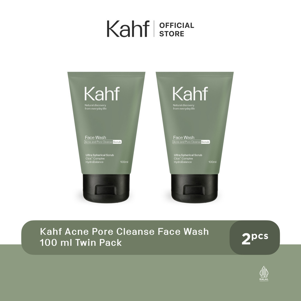 Kahf Acne Pore Cleanse Face Wash 100 ml Twin Pack - Paket Sabun Wajah Pria Isi 2