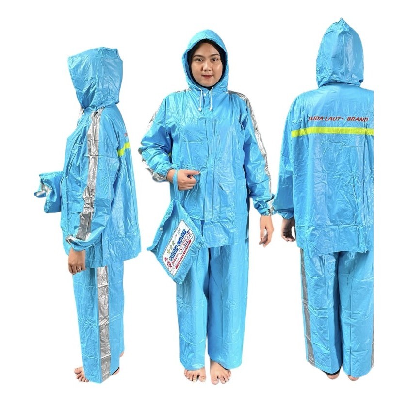 Jas Hujan Jaket Celana Striker Kuda Laut Brand Ukuran Dewasa All Size Pria Wanita Warna Metalik Kualitas Bagus Anti air Ringan Tebal Tahan Lama 0.16mm Bahan PVC Elastis Made In Indonesia