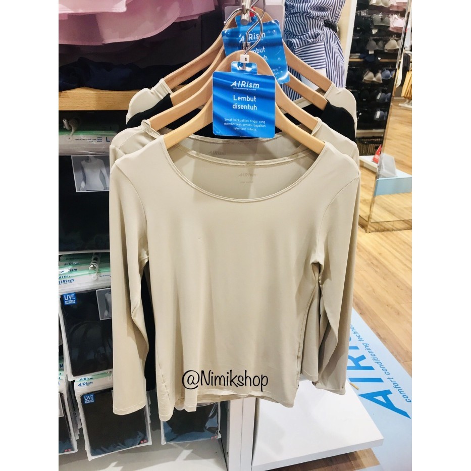 TOKOSANIA (Original) Uniqlo AIRISM T-shirt Crew Neck Uniqlo Alrism manset hijab