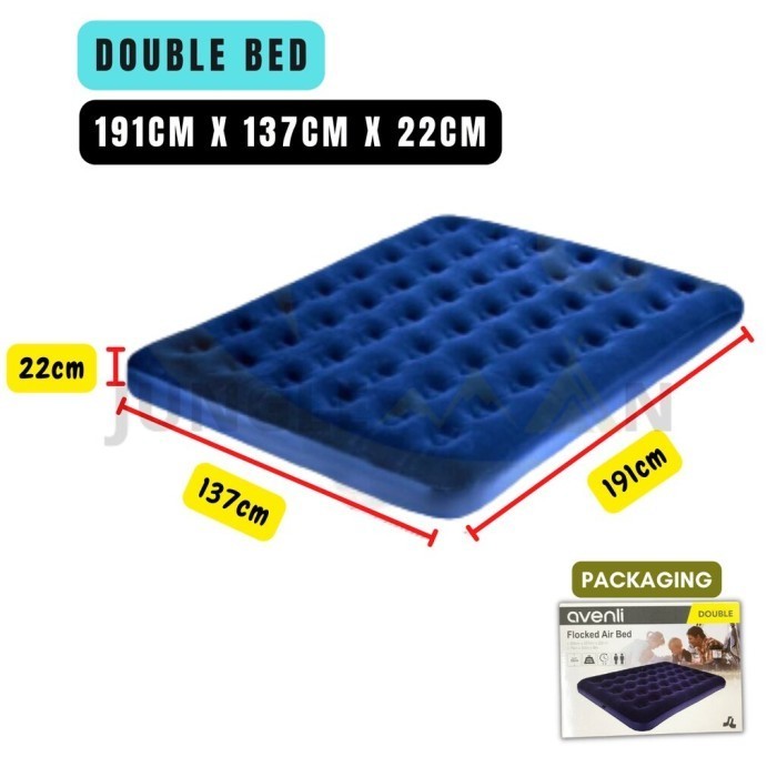 Kasur Angin Double Queen King Bed Avenli 20256 Flocked Air Bed 191x137x22cm 191 x 137 x 22 CM 75X54X9IN