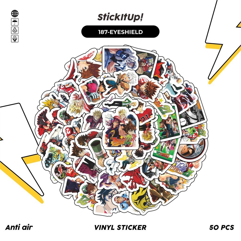 

COD✨ 50 Pcs Stiker Pack Motif Anime Eyeshield 21 Lucu Aesthetic Vynil Waterproof untuk Freebies Sticker Buku Journal Casing HP Laptop