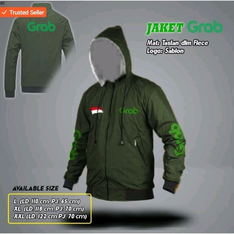 JAKET BB GRAB / JAKET GRAB / JAKET GRAB BIKE / GRAB FOOD / BB TOPI GRAB / JAKET OJOL / JAKET IJO GRA