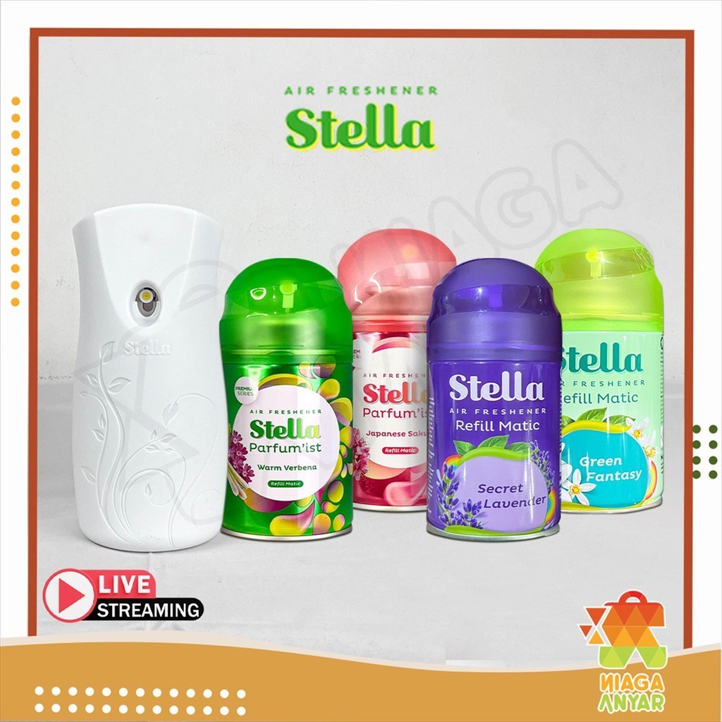 NAS Stella Alat dan Refill Home Matic Air Freshner 160 ml / Parfume Ruangan Automatic Otomatis Spray