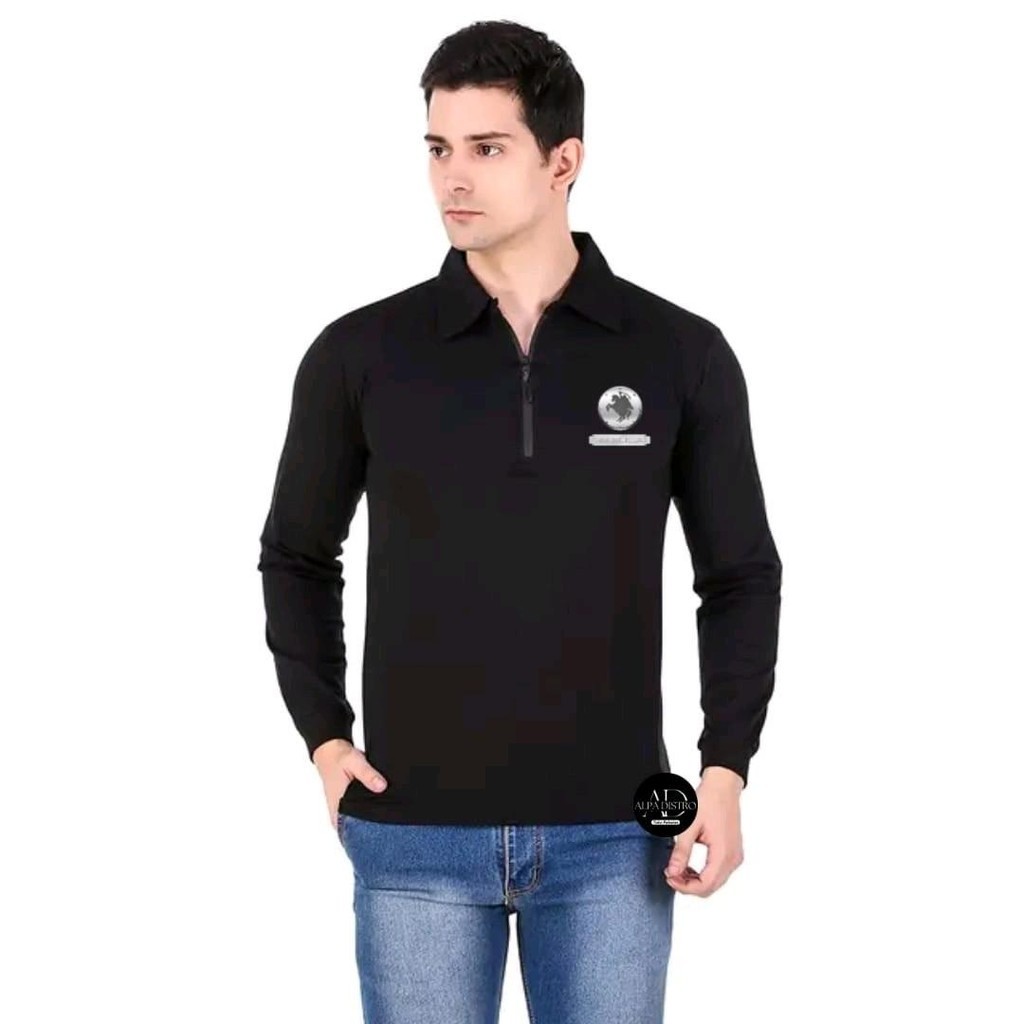 Kaos kerah zipper pria lengan panjang Kaos import bandung pria Kaos pria lengan panjang Kaos bagus d