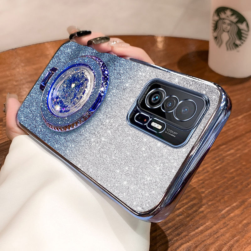 For Xiaomi 11T   11T Pro 5G case Casing Telepon Dudukan Jam Pasir Cair Quicksand Pemegang Jam Pasir 