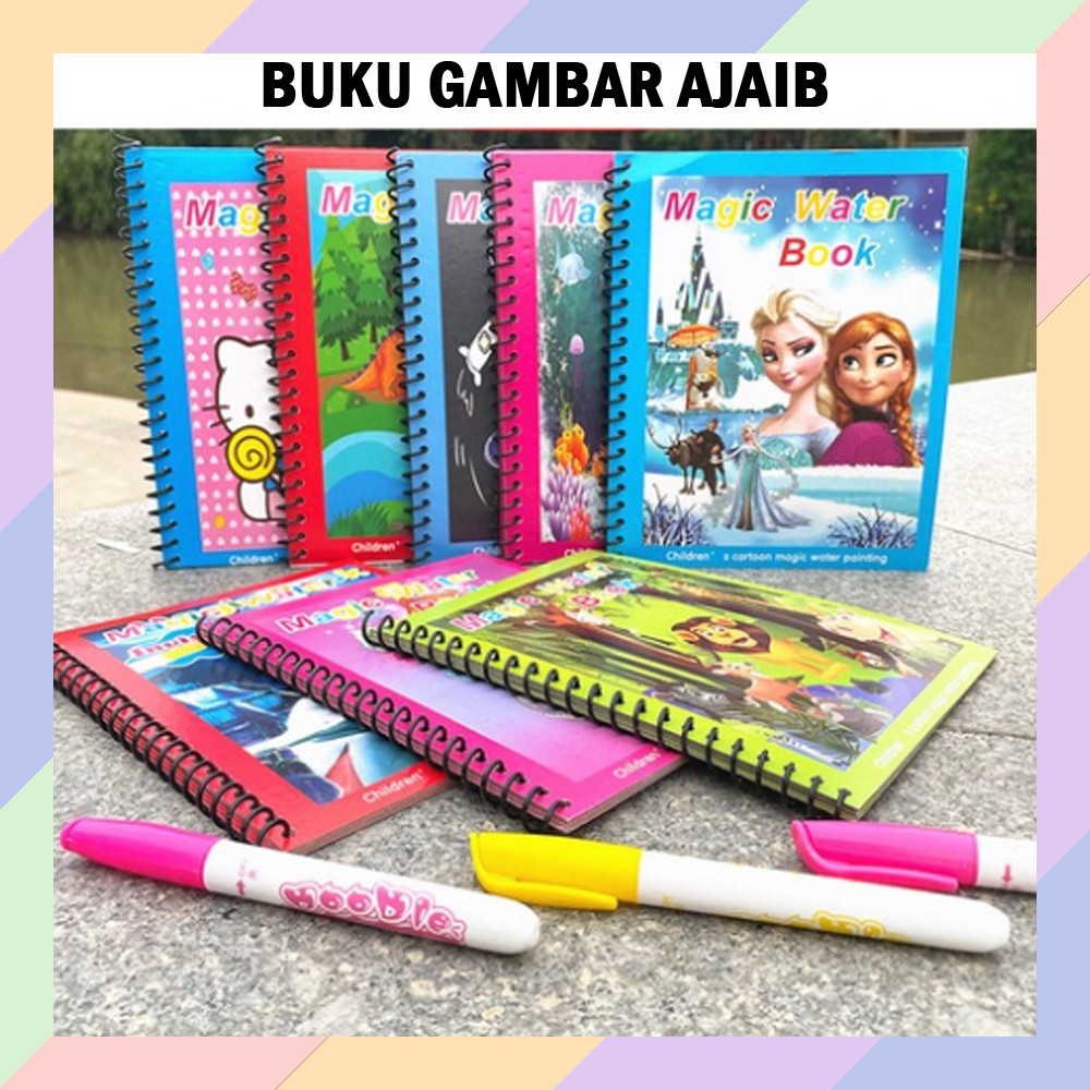 

AT27 Buku Gambar AJAIB AIR Magic Water Colour Book Mewarnai Karakter Lucu 29B2