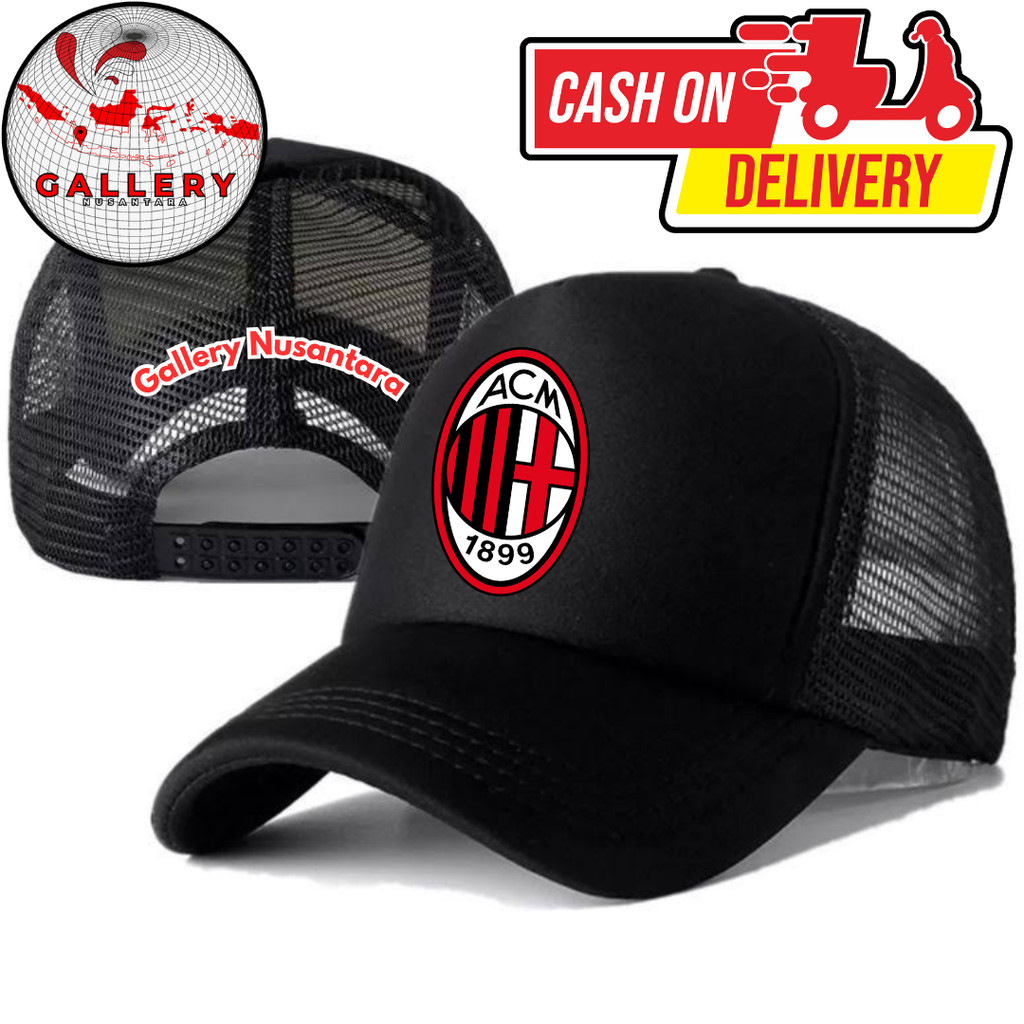 Gallery Nusantara Topi Trucker AC MILAN - Topi Distro AC MILAN Logo - Topi AC MILAN Premium - Topi P