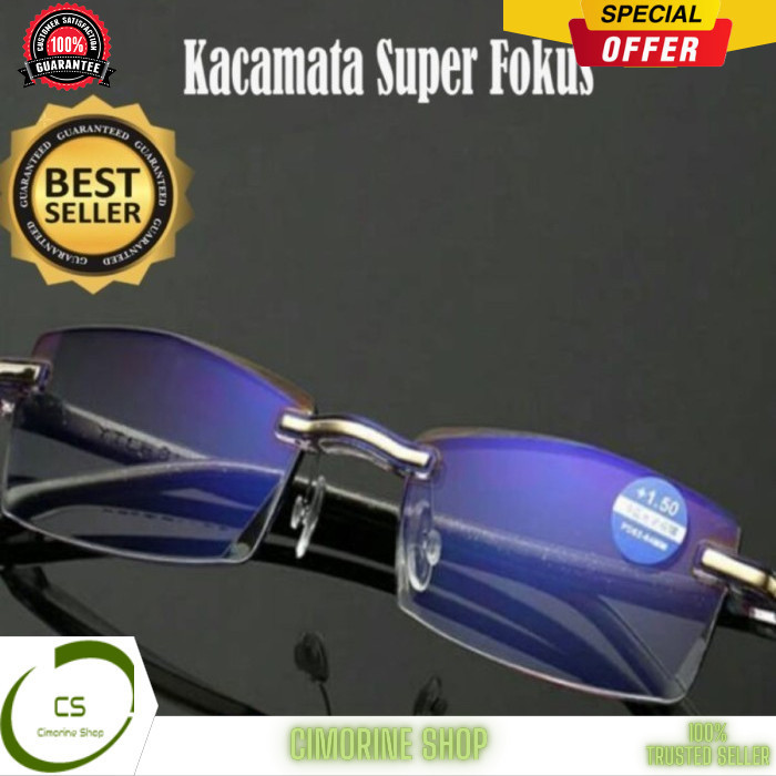 Kacamata Baca Super Fokus Lensa Anti Blueray Frameless Premium CS