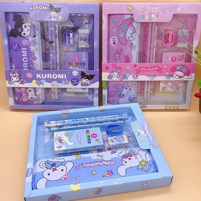 

SHENAR AIKA STATIONERY 7IN1 ALAT TULIS SEKOLAH ANAK KARAKTER KUROMI CINAMONROL MELODY SET TERBARU