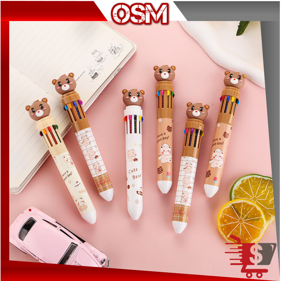 

OSM - S6271 Bolpoin Karakter Beruang Lucu / Bulpen Karakter Teddy Lucu 10 Warna Tinta