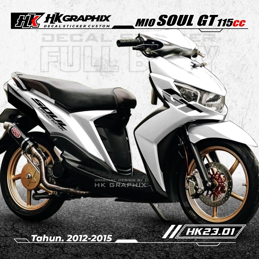 Decal MIO SOUL GT 115cc Fullbody Stiker Variasi Aksesoris Sepeda Motor Desain Polos HK Graphix 23.01