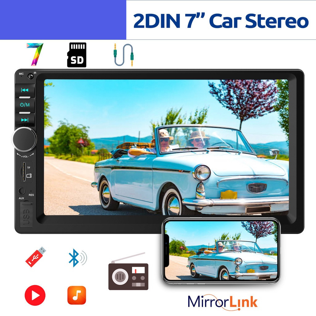 MEDAN Ready 2024 New NELSOn Head Unit + Kamera Mundur Android/iPhone Double Din 7 Inch Bluetooth Aud