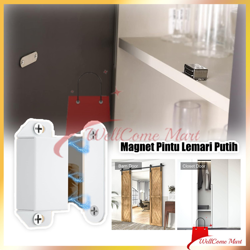 6PCS Magnet Pintu Lemari Putih / Magnetic Door Stopper Pintu Laci Lemari / Magnet Pintu Lemari Laci 