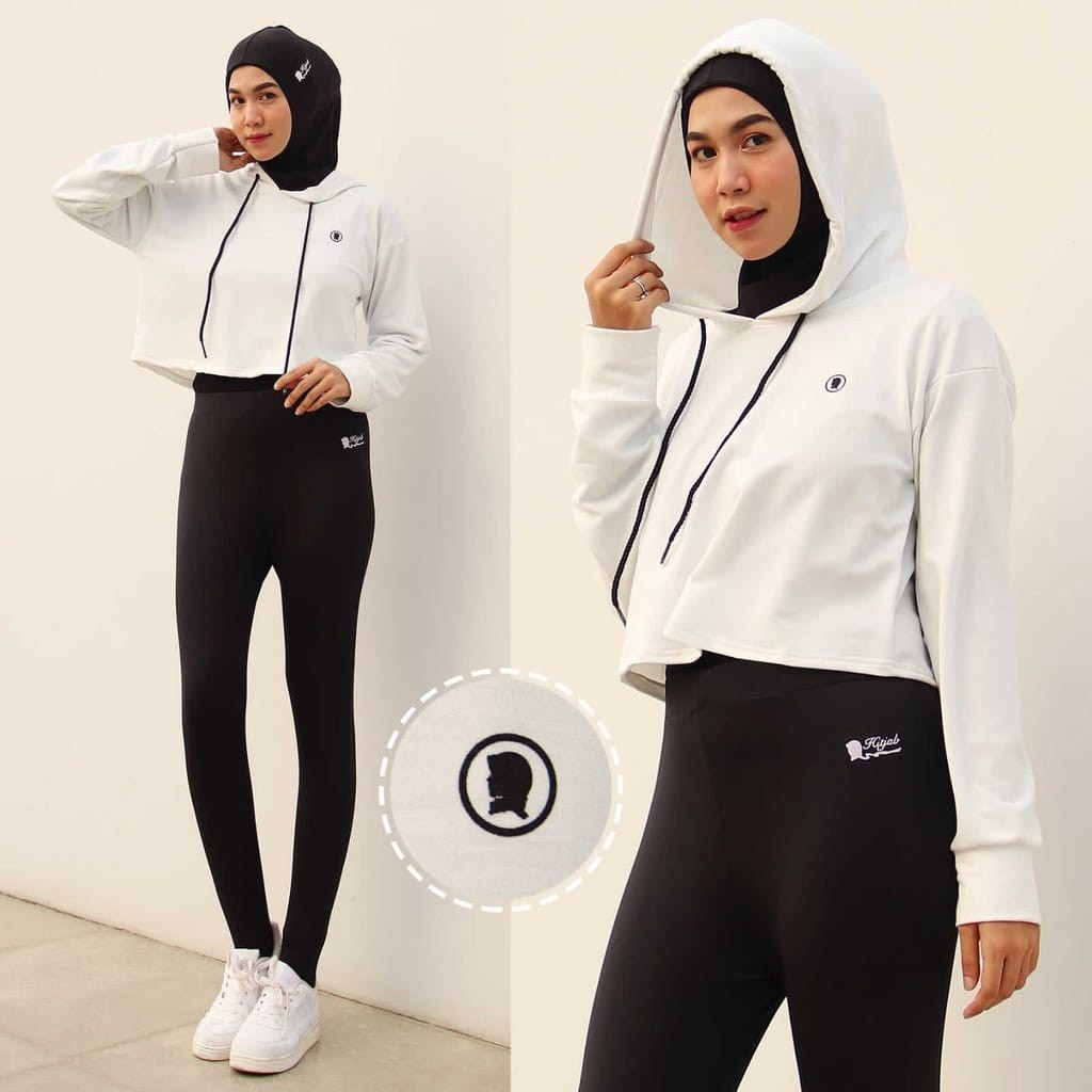 FV34SX Hoodie Long Sleeve Sport Jaket Olahraga Lengan Panjang Crop Top Wanita untuk Gym Lari Fitnes 