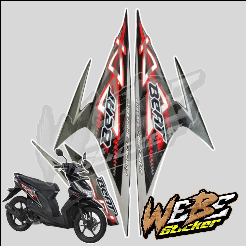 STICKER STIKER POLET LIS STRIPING MOTOR FULL BODY HONDA BEAT LAMA BEAT KARBU WARNA HITAM MERAH ABU A